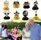 8pc Happy Anniversary Honeycomb Centerpieces - Black & Gold 3D Table Decorations - Milestone Anniversary Party Supplies for 1st, 10th, 25th, 50th Wedding Anniversary & Company Events